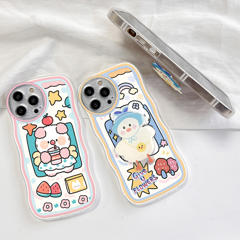 AMORVOR for Huawei Nova 3 Back Cover (With Free Holder) Cartoon Pattern Soft Wavy Phone Case Camera Protection Mobile Cover. 