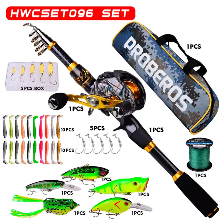 Telescopic Fishing Rod and Fishing Reel Kit with Lures Tackle