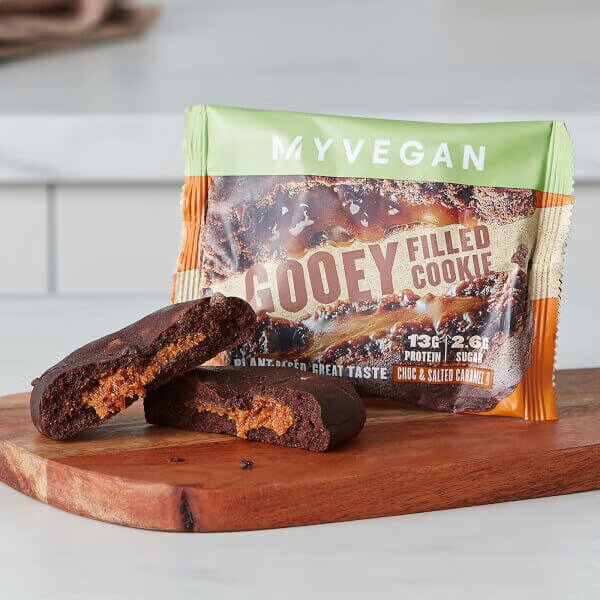 MyProtein Gooey Filled Protein Cookie Choc & Salted Caramel Flavor. 