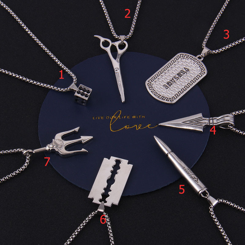 BAC Men's Necklace Hip Hop Punk Trident Pendant. 