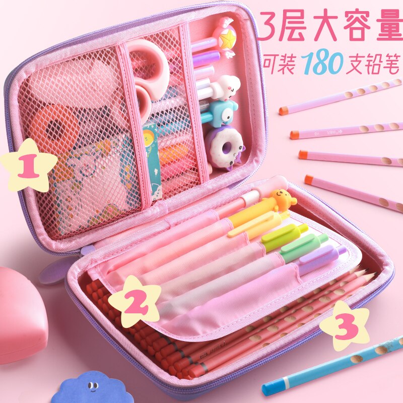 【HOT】 3D Pencil Case EVA Storage Box Lovely Pink Unicorn Cartoon Pen Bag For School Girl Kawaii Stationery Gift Pouch Eraser Holder IN. 