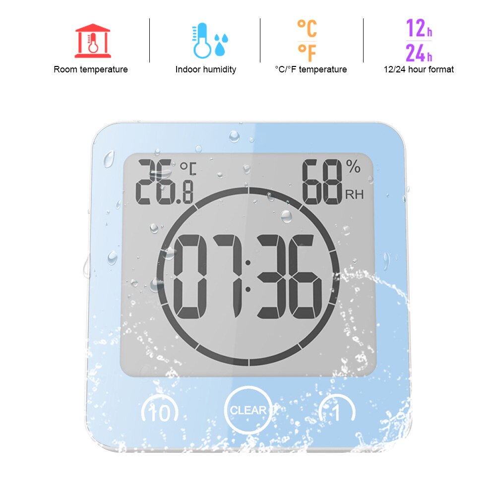 Digital Lcd Electronic Alarm Clock Waterproof Clocks Hanging Timer 独特の上品