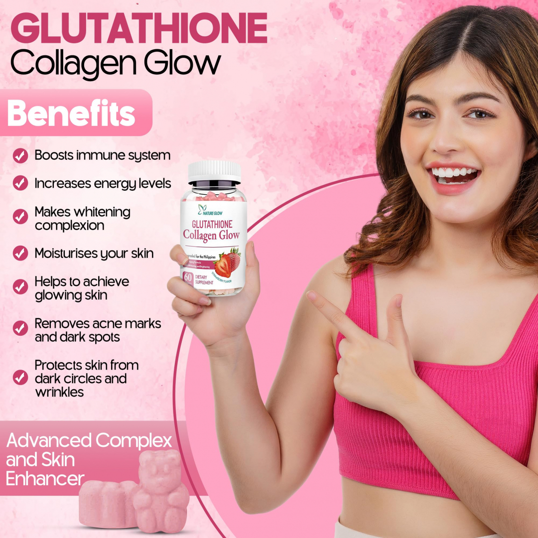 Nature Glow 60 Glutathione Collagen Gummies gcgd Glow Dietary Supplement  Organic Strawberry Flavor | Daraz.lk