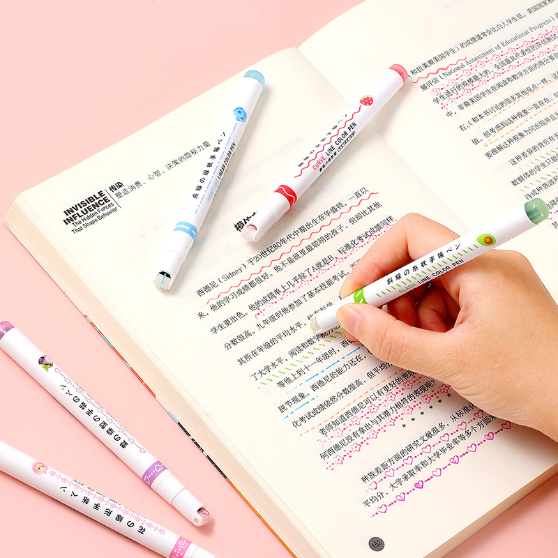 RHS Online 3/6 Colors Curve Line Pen Art Marker Linear Color Pens Diary Journal Drawing Pens. 