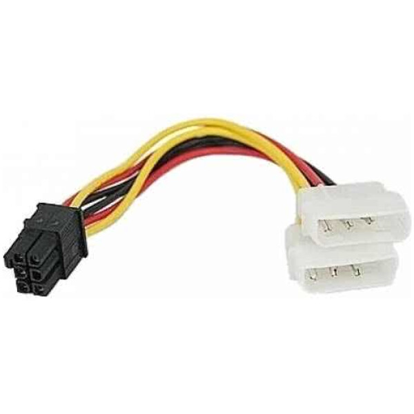 Dual IDE Molex 4 pin Male to 6 pin Male Power Cable for PCI-E GPU Graphics Card. 