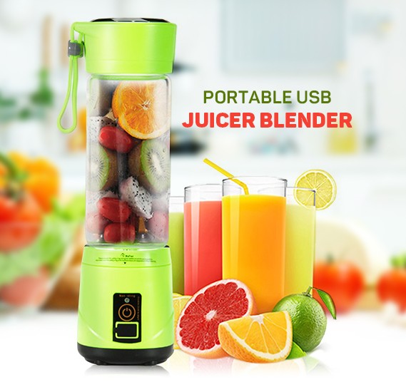 USB Juicer Cup, Fruit Mixing Machine, Portable Personal Size Eletric Rechargeable Mixer, Blender, Water Bottle 380ml with USB Charger Cable Portable Juice Blender and Mixer. 