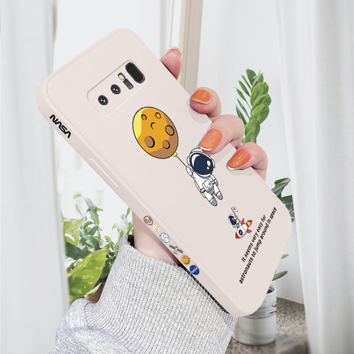 AMORVOR for Samsung Galaxy Note 8 Back Cover Cartoon Astronautn Side design Soft Case Liquid Silicone Phone Cases