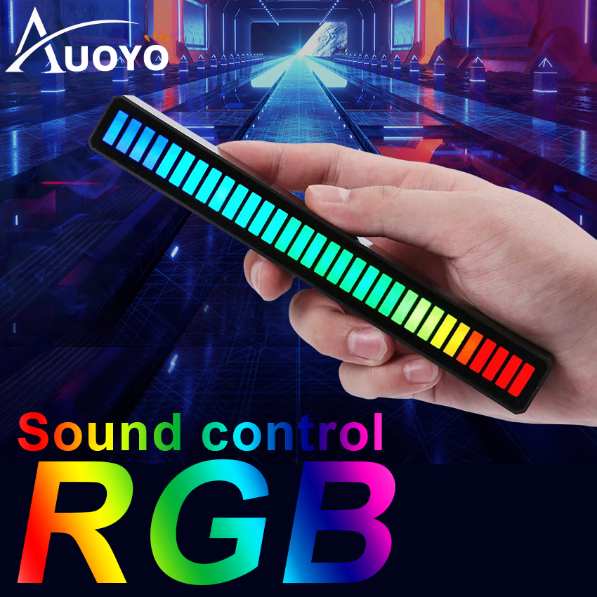 Auoyo RGB Pickup Light Car Mounted Music Spectrum Light Voice Control Rhythm Light Car Ambience Light Desktop Light Net Red Light Creative Music Spectrum Rhythm Lamp. 