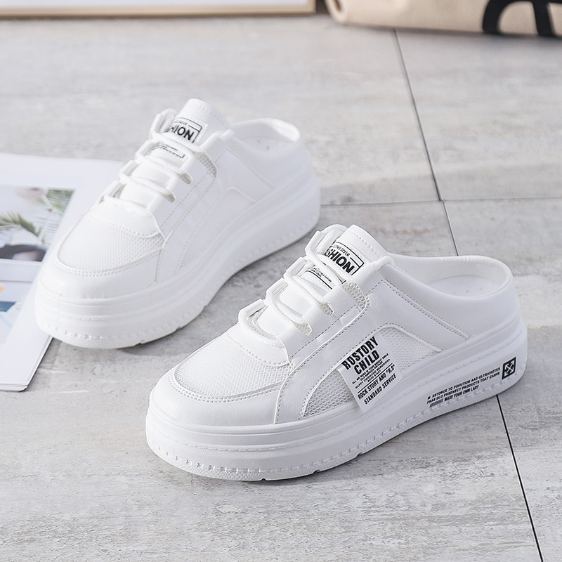 Baotou ban tuo xie Women's2023New Summer Mesh Slip-on Lofter Thick Bottom Women's Outer Wear 1963. 