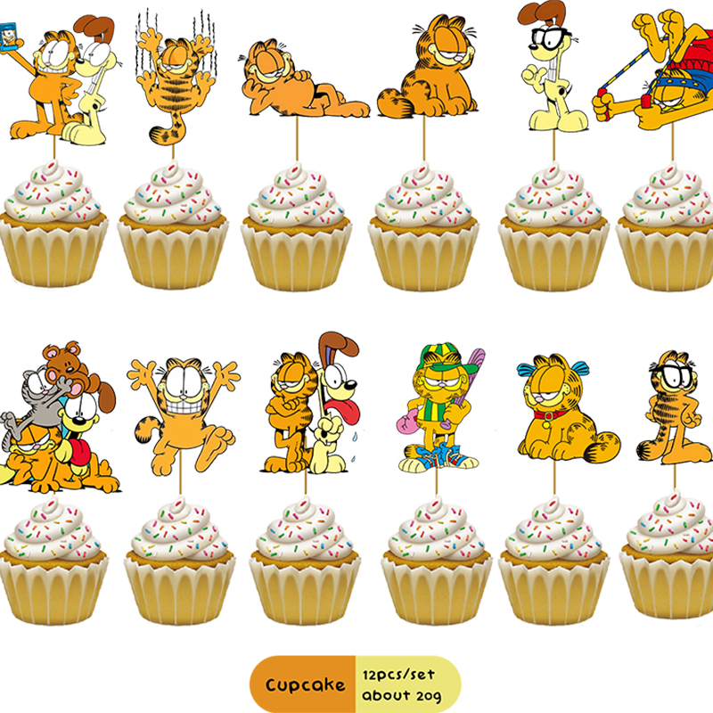 Cartoon Cute Garfield Birthday Party Decorations Set Tableware Paper Napkins Plates Cups Childrens Happy Birthday Supplies. 