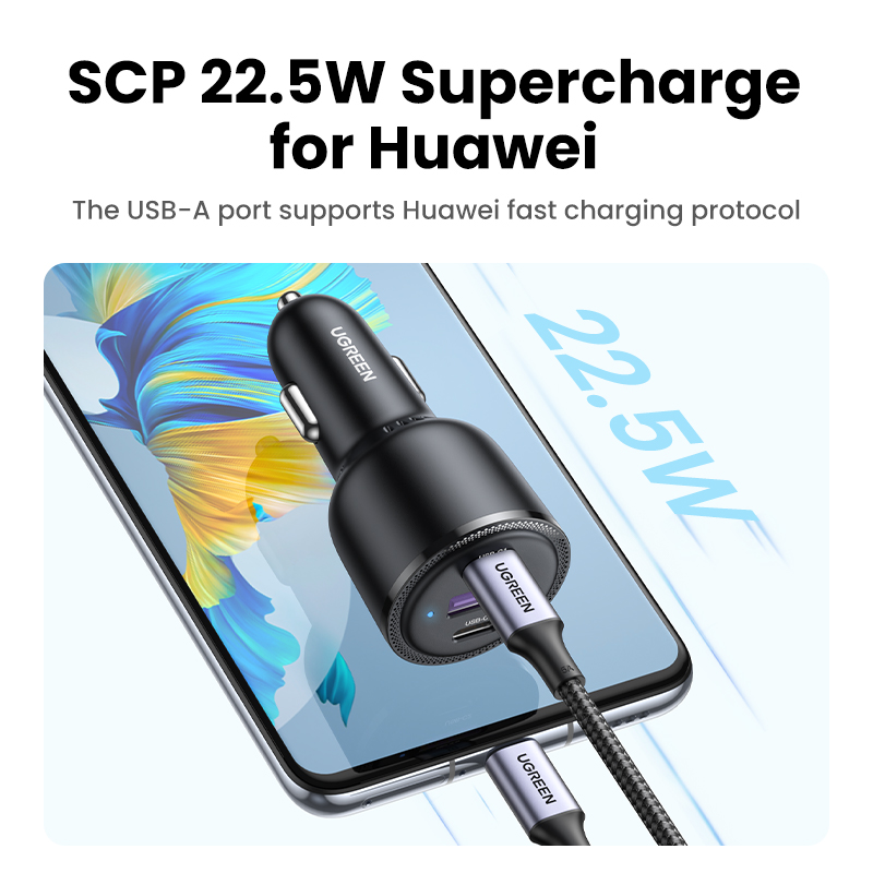 UGREEN PD 69W Super Car Charger Type C USB A for iPhone 15 pro max 14 Pro max Huawei SAMSUNG S24 S23 S22 Realme Fast Car Charger. 