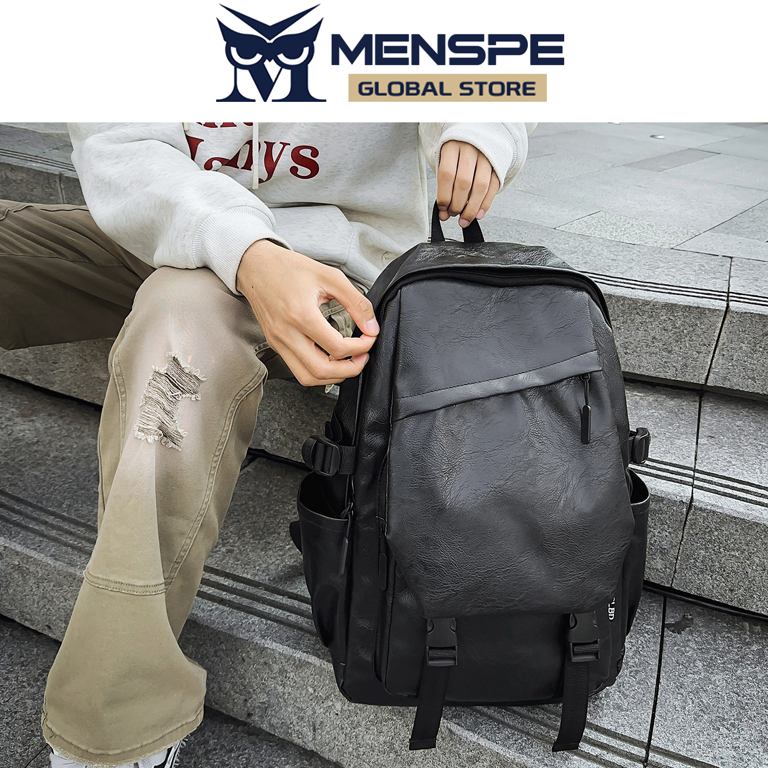 MENSPE Fashion Men’s Backpack Unisex Laptop Backpack Soft PU Backpack Business Travel Bag Waterproof Backpack Shoulder Bag College Commuting Backpack Leisure School Bag For Travel Study Business. 