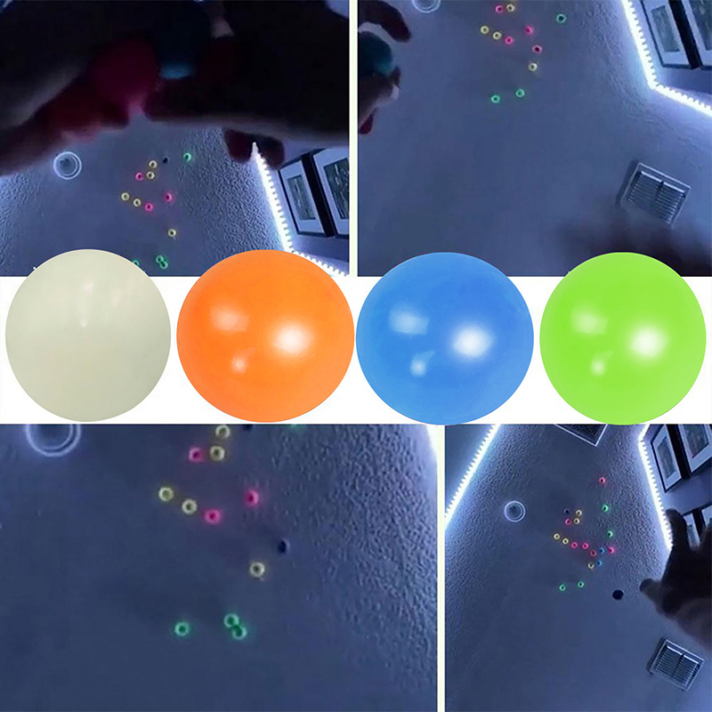 4pcs/set Stick Wall Ball Decompression Ball Sticky Squash Ball Globbles Balls. 