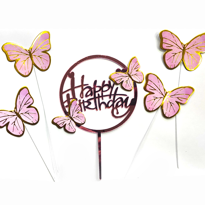 Happy Birthday Cake Topper With 6 Butterfly Cake Toppers Daraz.lk