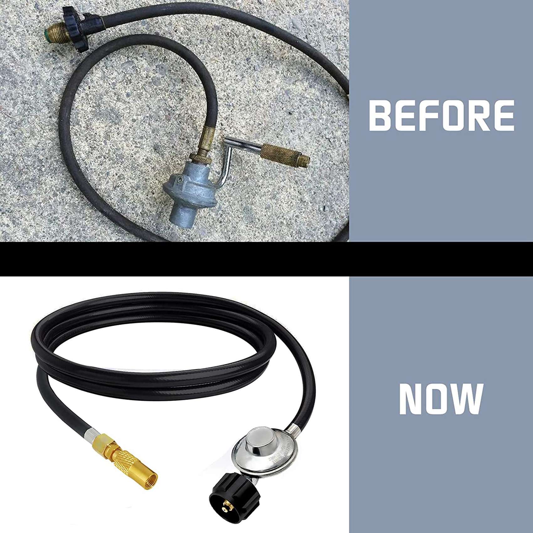 5Ft Propane Adapter Hose and Regulator Replacement Kit for Coleman Roadtrip Grills,QCC1 Low-Pressure Propane Adapter. 