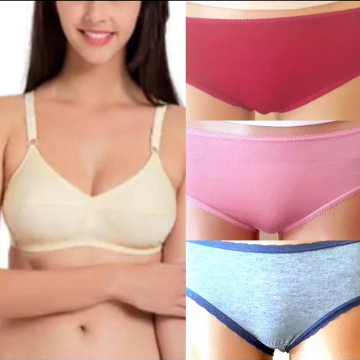 Rik Global Brands Cotton 1 Bra + 3 soft Cotton Panties