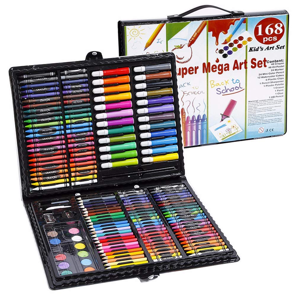 Art Set Drawing Set 168 Pcs Super Mega Art Set Coloring Set For Kids Deluxe Colored Pencil Kit for Artists. 