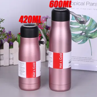 Pink Water Bottle Vacuum Insulated Flask Thermal Sport Chilly Drinks Cold Cups