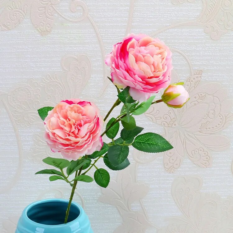 【Hannah Martin Official Store】Artificial Rose Silk Flowers Long Branch