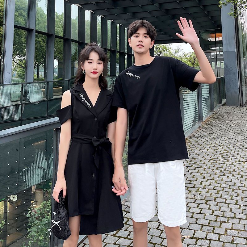 Couple's Clothing Suit Summer Clothes One Dress New Trendy French Slimming Dress Design Sense roora Skirt. 