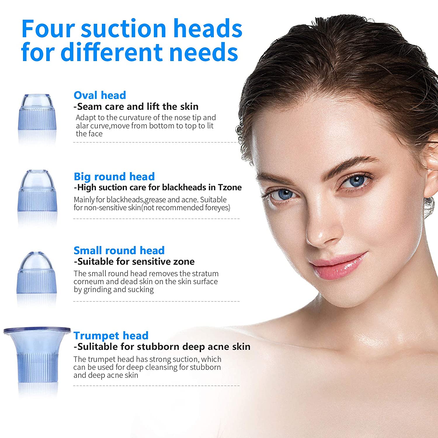 Blackhead Remover Vacuum Acne Cleaner Pore Remover Electric Skin Facial Cleanser Kit. 