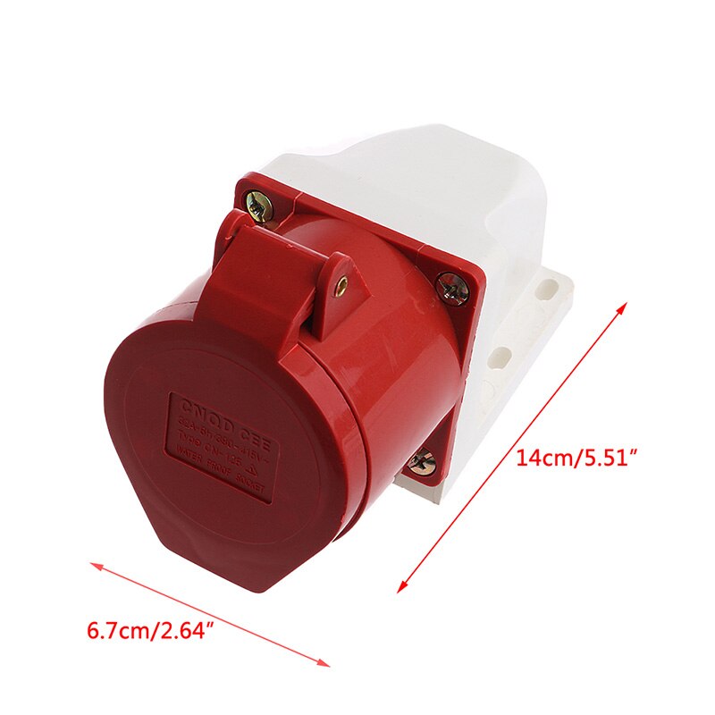1pc 32A 5pin Industrial Wall Socket Plug IP44 3P+N+E Surface Mount Socket Plug. 