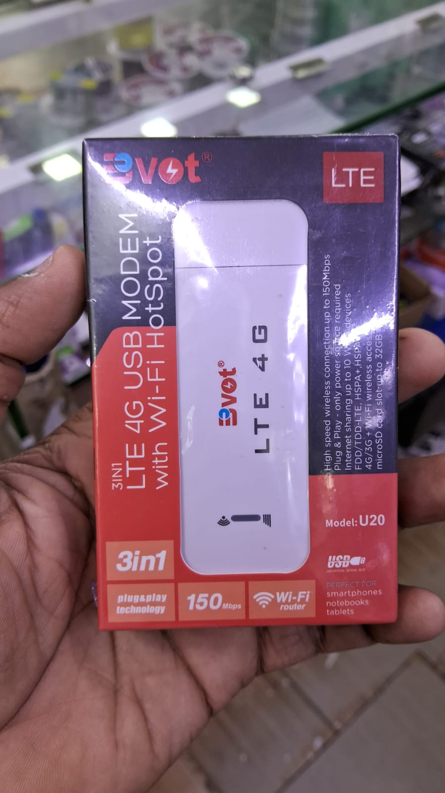 Original Bvot U20 4G LTE USB WIFI Portable Dongle + Router + Modem + Hotspot + WIFI 3 in 1 Plug & Play Wingle 150 Mbps. 
