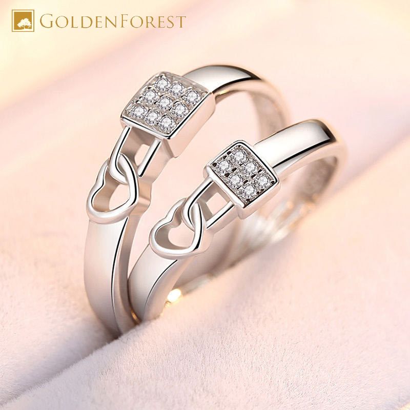 Pair of Silver Rings Couple Rings Diamond Rings Proposal Rings Men's Rings Women's Rings