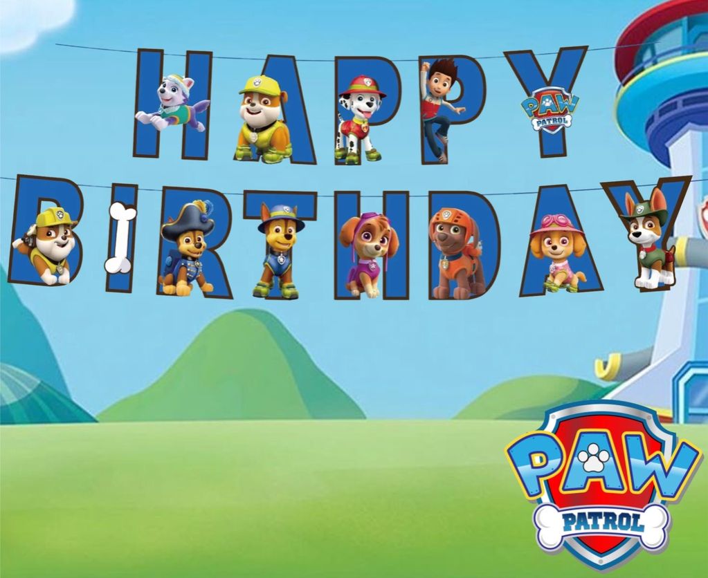 Police Dog Cardboard Party Gala Bunting Letter Banner Happy Birthday Party Decorations paw patrol