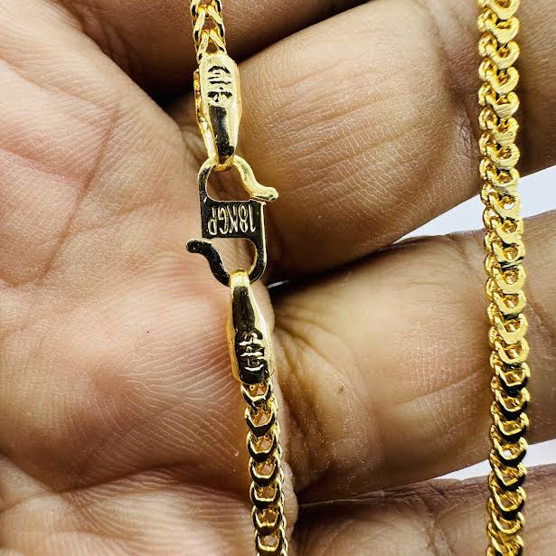 ESH Gold Plated 18/24 Inch 3mm Singapore square fox chain with OUT