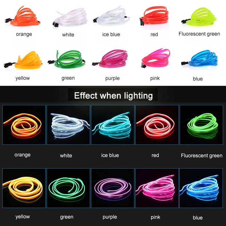 Orrange - 5M EL Car Styling Cold Light Ambience Lamp Line Car Lights Neon Car LED Interior Atmosphere Light Strip - ORRANGE. 