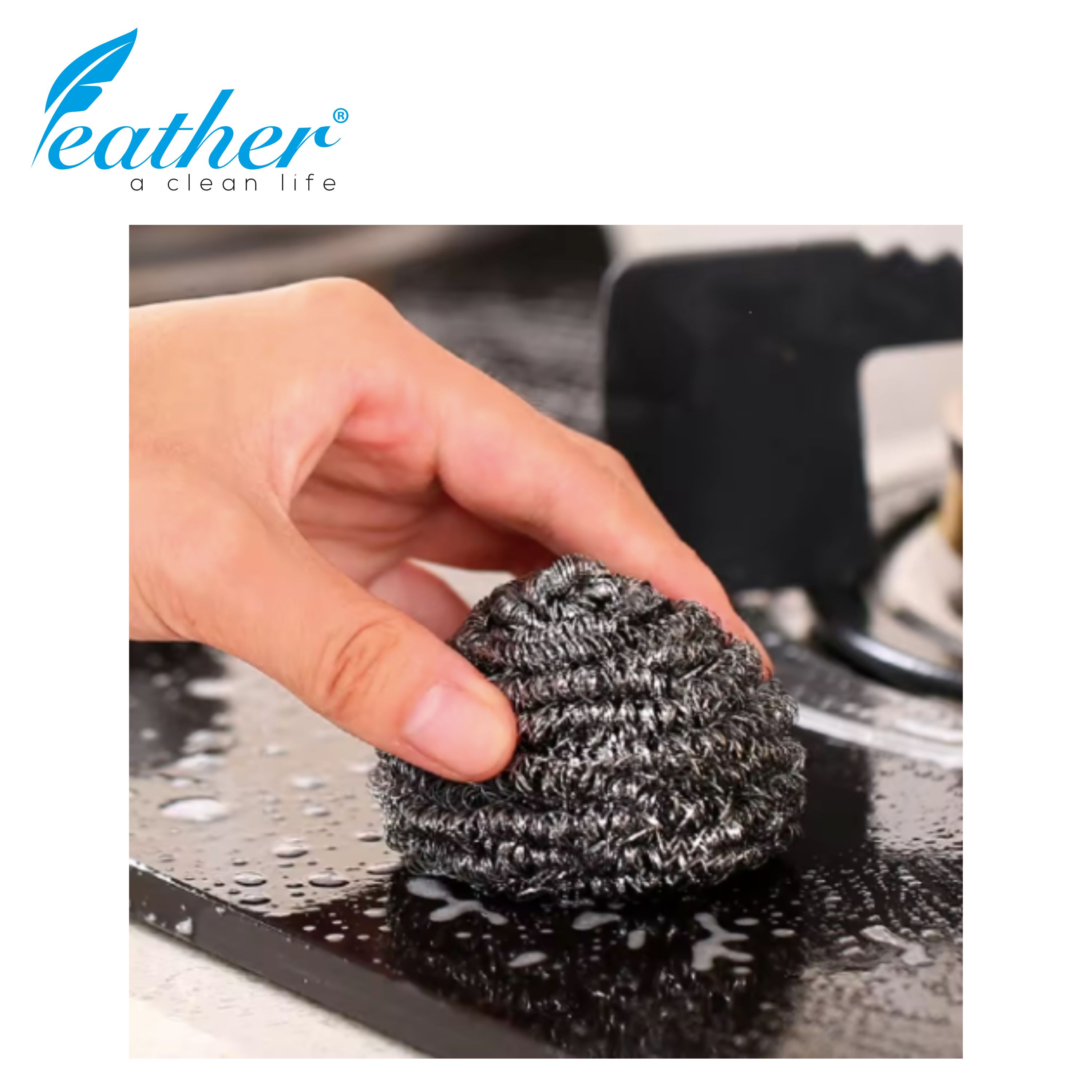 3 Pcs - Stainless Steel Scourer -  Steel Wool, Rust Free,  Ideal for cleaning Kitchen, tiles, BBQ, Glass. 