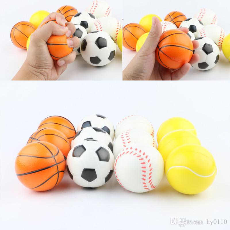 4pcs 63mm Anti Stress Ball Relief soccer Football Basketball Baseball Tennis Smiley Emoji Foam squeeze Ball Toys for Children Girls Boys Stress Ball. 