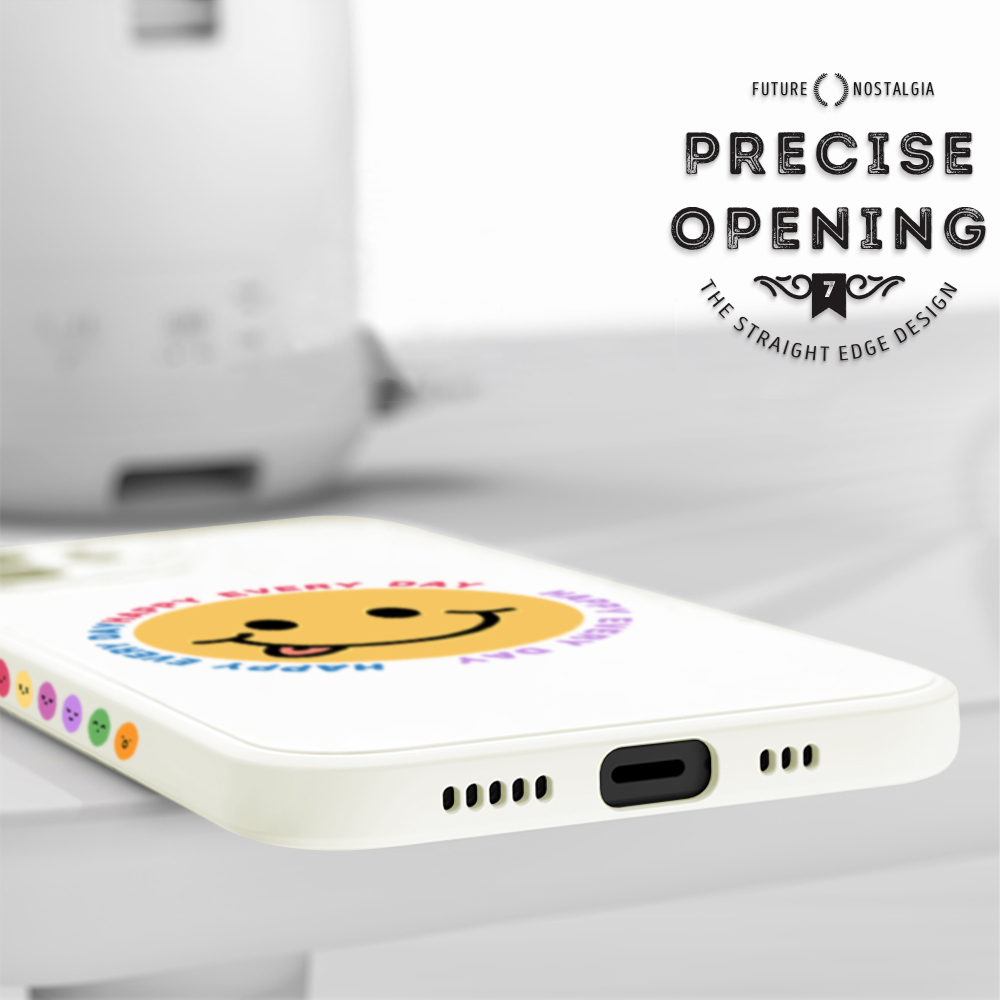 Hontinga for Huawei P30 Lite Case Side Design Cartoon Smile Emoticon Back Cover Soft Square Edge Pattern Liquid Silicone Phone Cases. 
