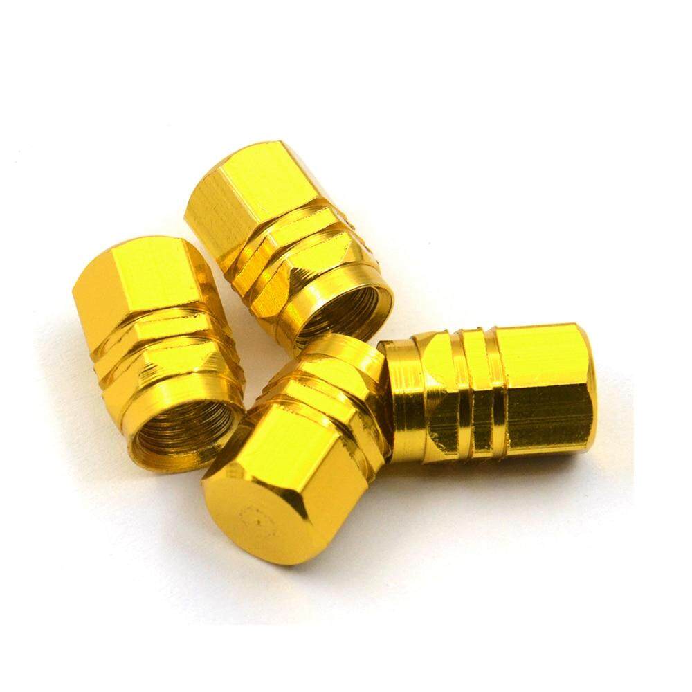 4pcs set of Gold Dust Caps Valve AIR Tire Caps Hexagon Shape Metallic Caps. 