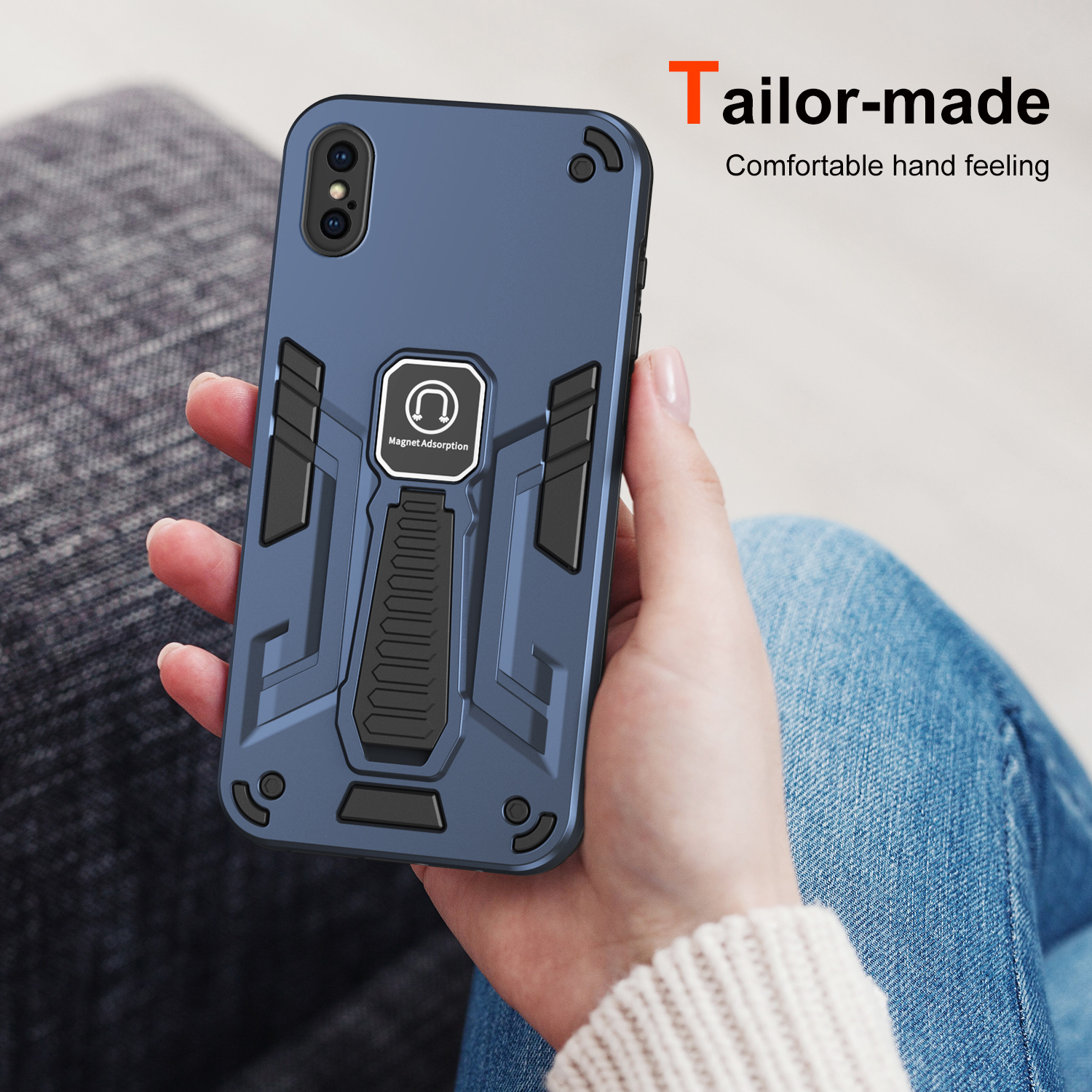 For Apple iPhone Xs Max Case Hard With Stand Magnetic Shockproof Protective Back Cover Case. 