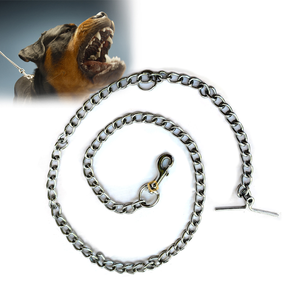 Heavy Duty  Silver Color Metal DOG Leash Chew Proof Dog Chain Leash 155cm for Large Small Bulldog