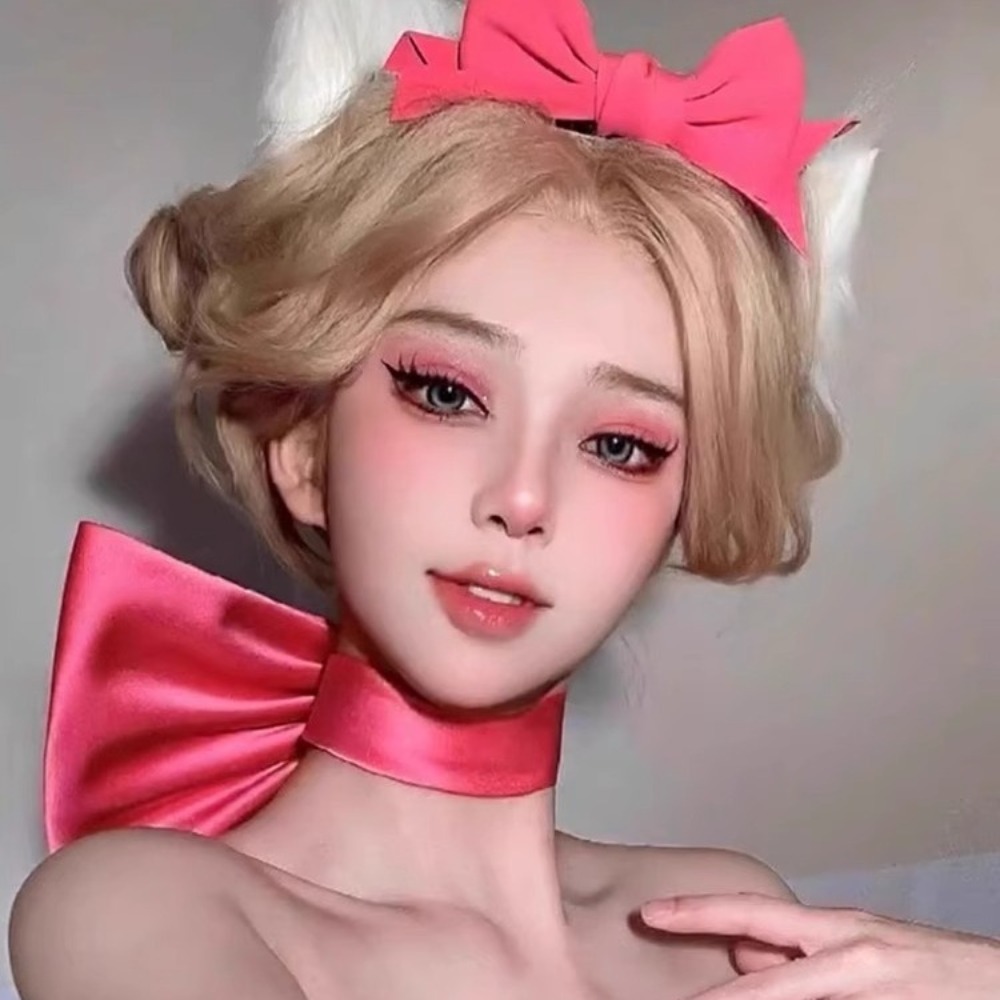 Exquisite Marie Cat Cat Ears Hair Bun Bow Choker Set Anime Hand Made Cat Ears False Hair Pieces Kitten Jewelry on Neck Bow Satin Necklace Decoration. 