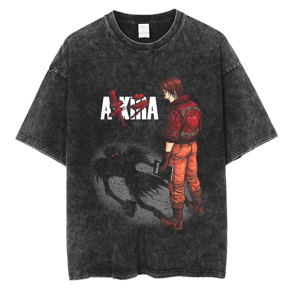 Summer Men Vintage Washed Black T Shirt Streetwear Death Note Anime Graphic Harajuku Hip Hop Oversized Tshirt Cotton Tops Tee. 