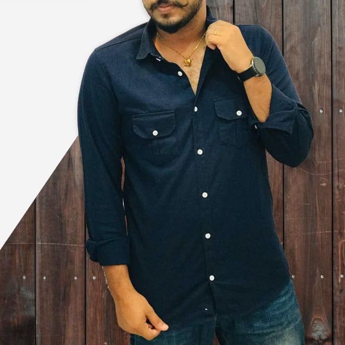 Double Pocket Long Sleeve Linen Shirt 