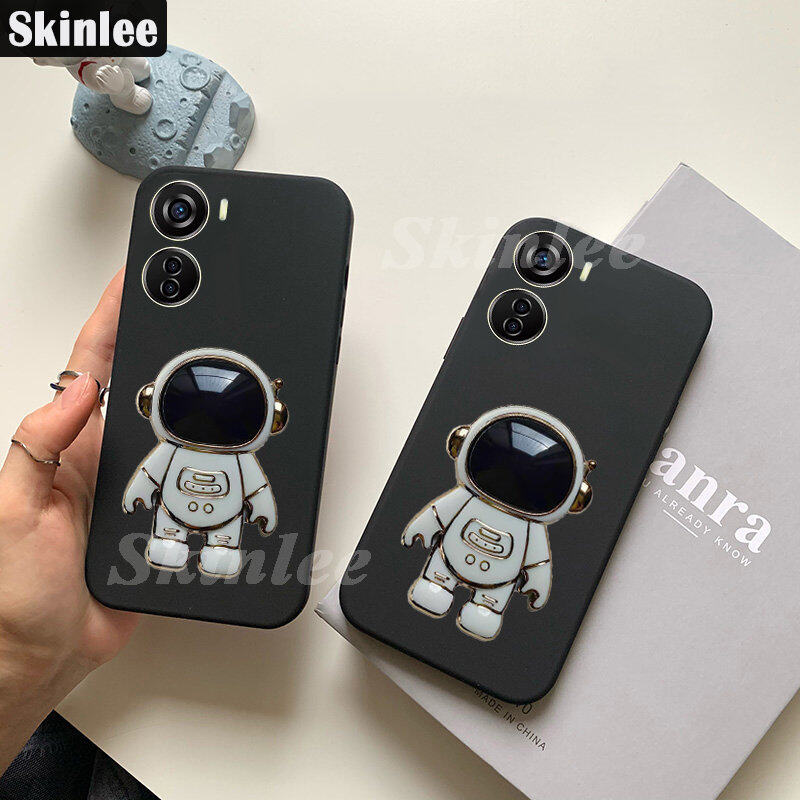 Phone Case ZTE Blade V40 DESIGN Back Cover Soft Rubber Cases + Astronaut Stereo Stand Spaceman Slot Holder Casing for ZTE Blade V40 Design Cover Cases. 
