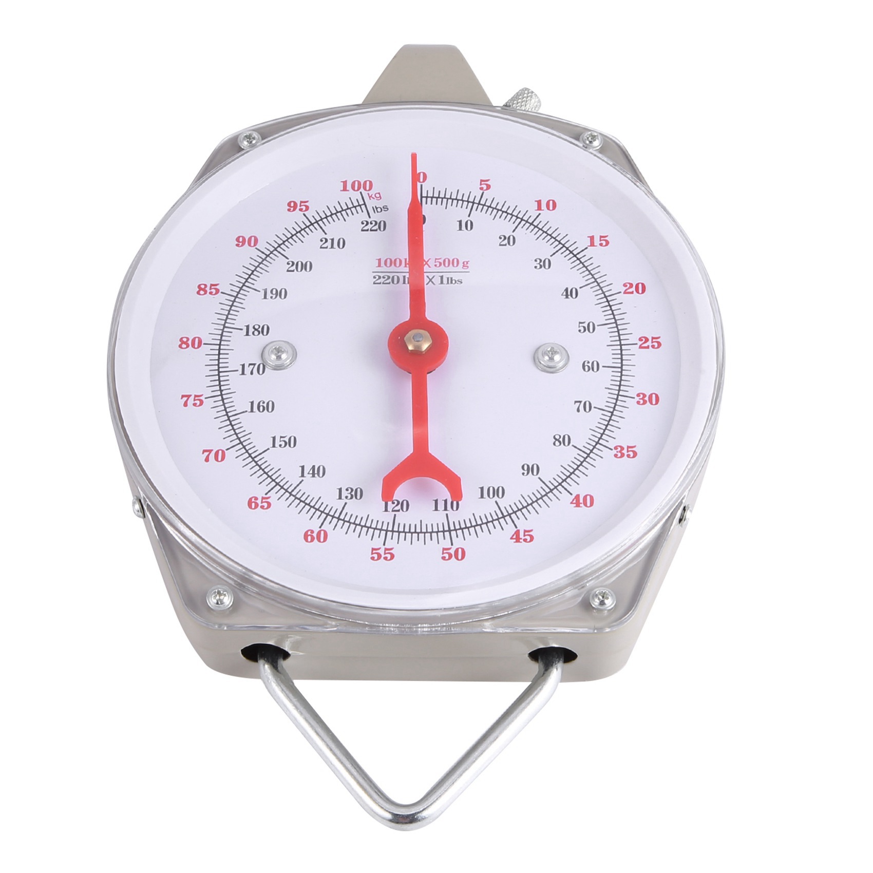 100Kg 220Lbs Hanging Scale Capacity Alloy Mechanical Hanging Scales with 12 Hook. 