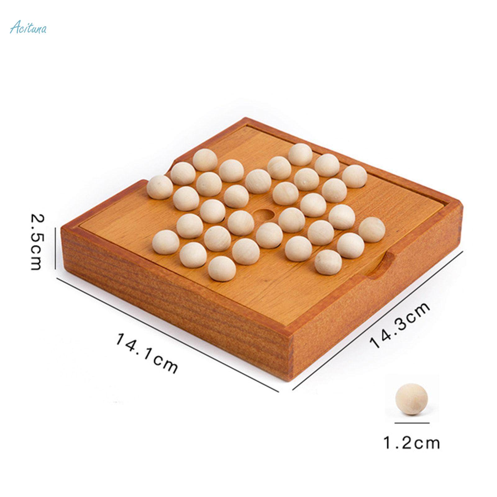 Peg Solitaire Board Game Chess Tabletop Game Marbles Game Board Classical and 33 Marbles. 