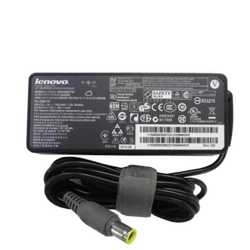 Lenovo Yellow Big Pin Laptop Charger Adapter  20V 3.25A  65W (Pin size- 8.0mm*5.5mm). 