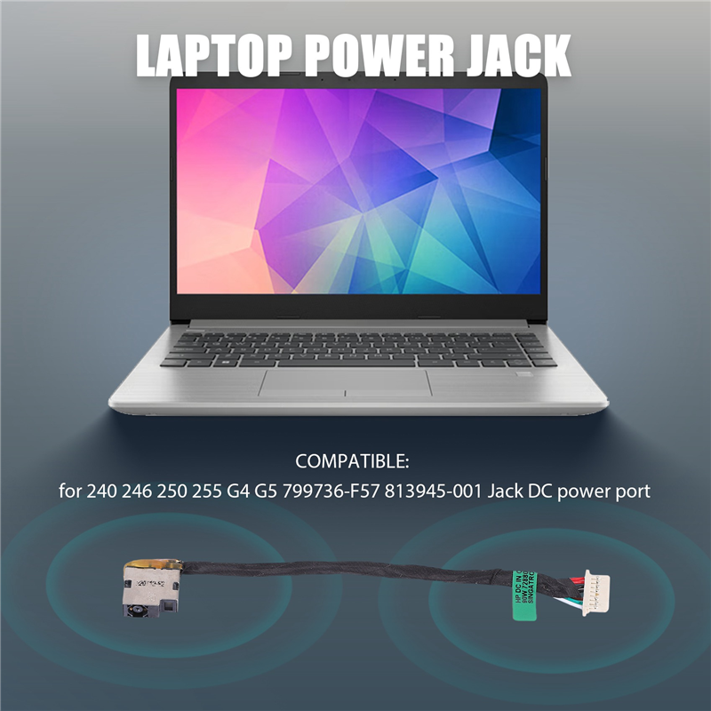 Laptop Power Jack Cable Socket for HP 240 246 250 255 G4 G5 799736-F57 813945-001 DC Jack Replacement. 