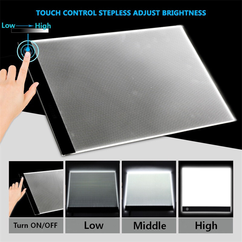 A4/A3 LED Tracing Light Box Board Artist Tattoo Drawing Pad Table Stepless Adjusted , A5 LCD Copy Board, 3 level Dimming Ultra-Thin Adjustable Light Box, USB Power Artcraft Pad, Painting Writing DIY Box. 