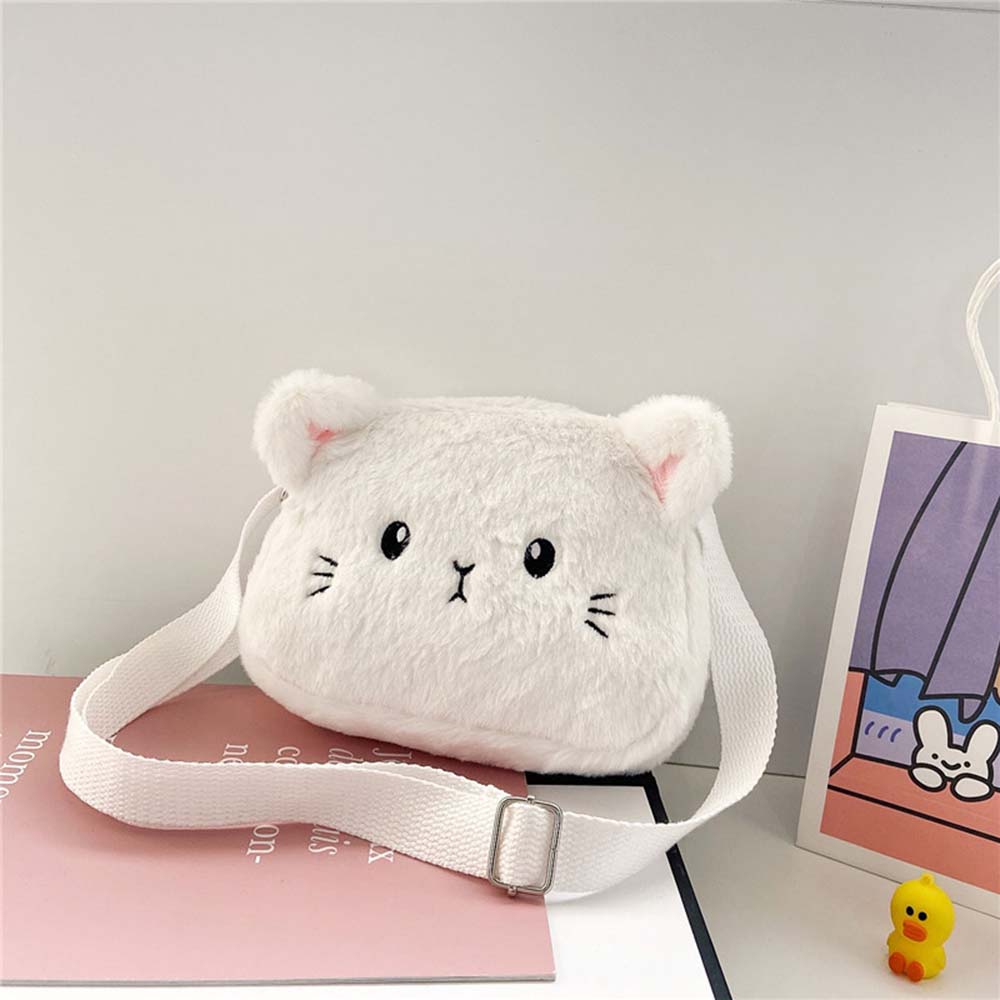 Cartoon Soft Plush Little Girl Messenger Bag Cute Cat Small Shoulder Bags Lovely Boys Kids Purse Handbags Crossbody Bag. 