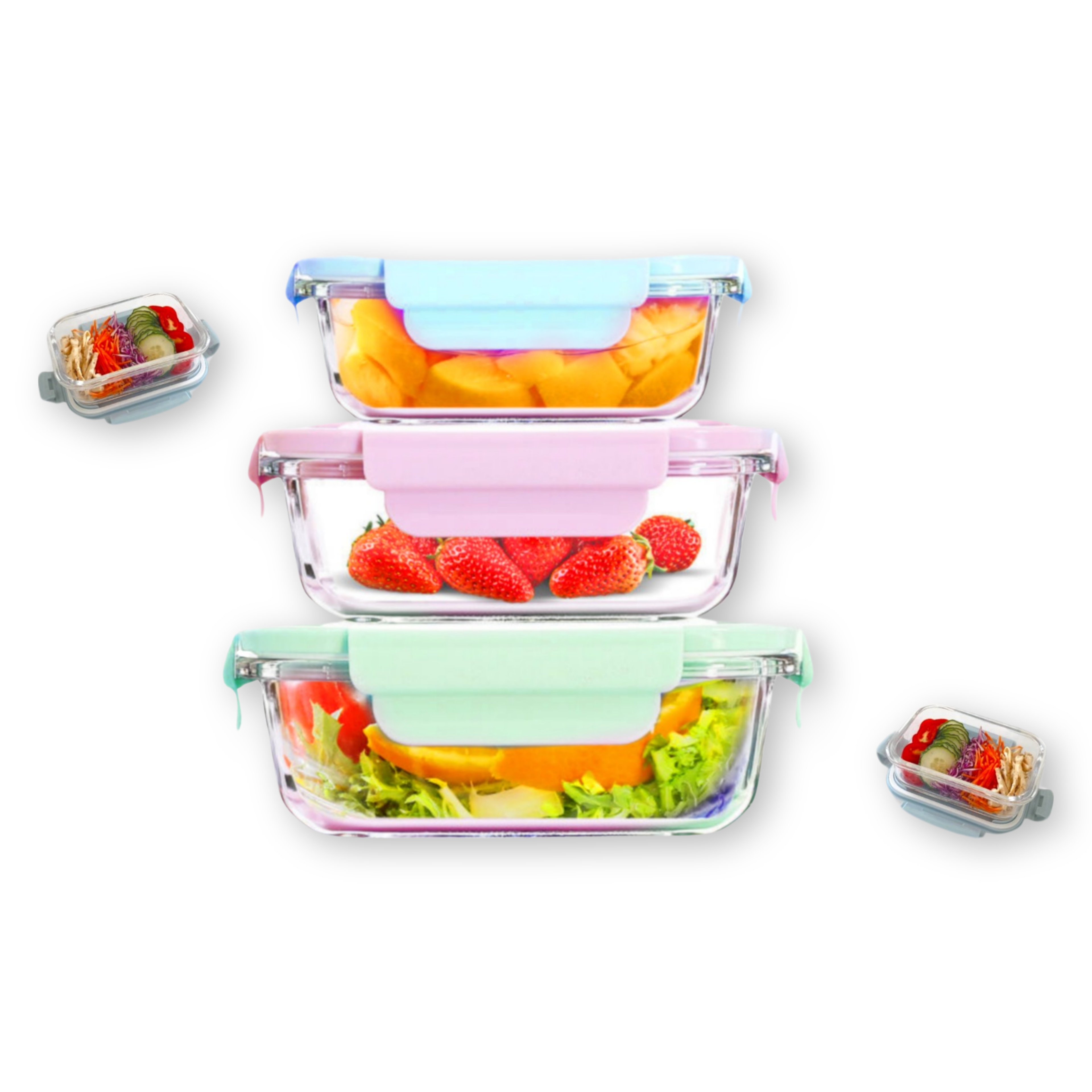 Borosilicate Rectangle Glass Bowl With Plastic Lid Microwave Storage