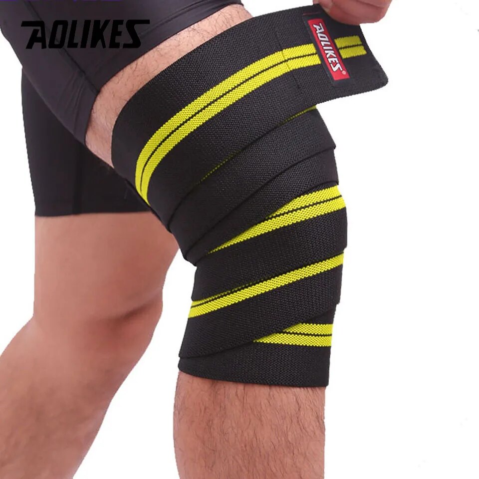 AOLIKES 1PCS 2M*8CM Fitness Pressurized Straps Gym Weight Lifting Leg Knee Compression Training Wraps Elastic Bandages. 