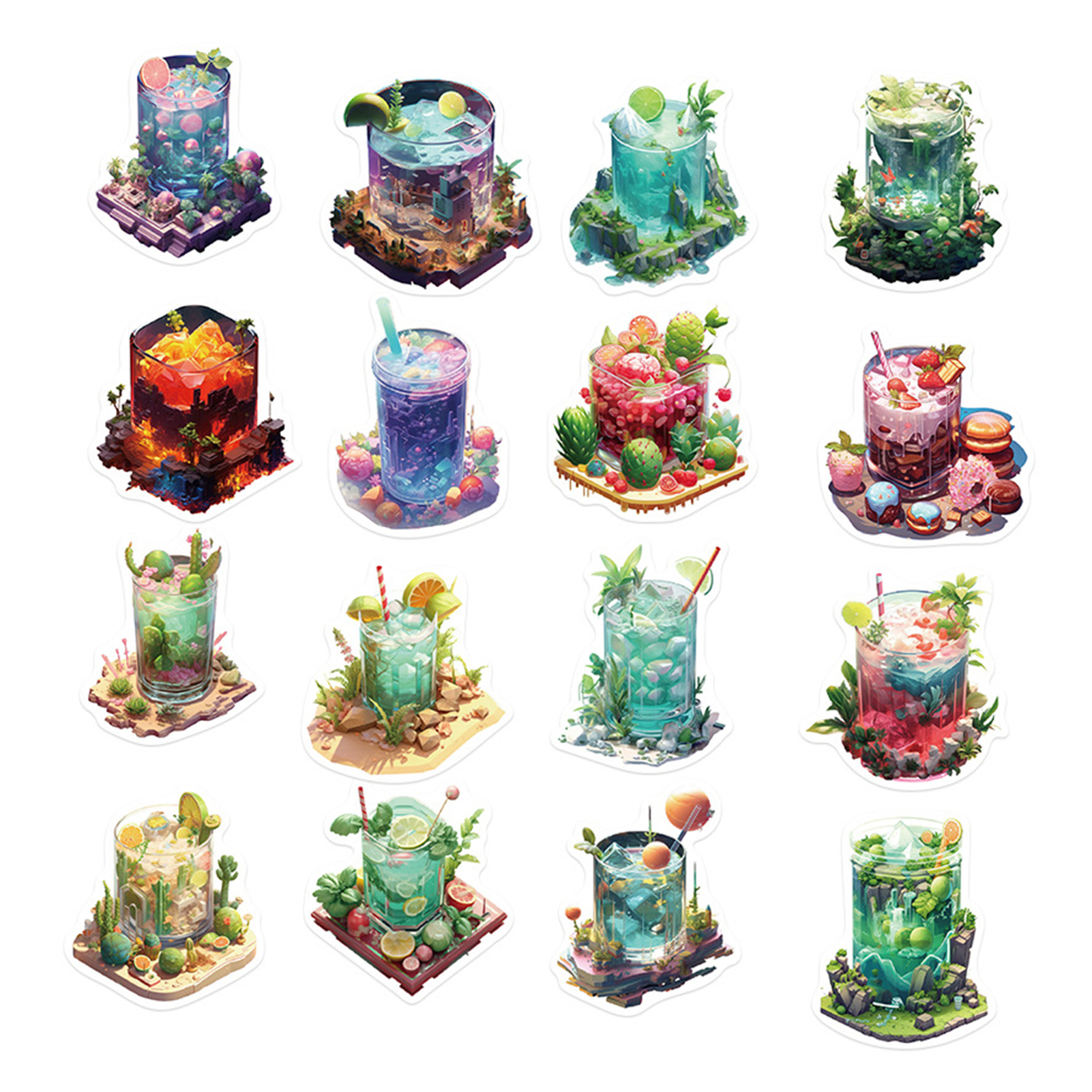 Waterproof Pvc Stickers Vintage Waterproof Stickers Set 50pcs Microscopic Bottle World Decals for Phone Laptop Guitar Notebook Suitcase Diy Aesthetic Journaling Materials Graffiti Sticker Set. 